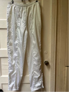 Vintage 80s Head Sportswear White Shiny Satin Jogger track elastic Pants Medium - Picture 1 of 8