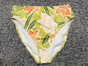 Shade & Shore Women's Size M (8-10) Ribbed High Waist Floral Bikini Swim Bottom - Picture 1 of 7