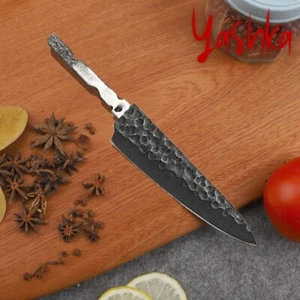 Chef Knife Making Blank Blade Japanese Petty Knife Shape Hammered Finish Black - Picture 1 of 2