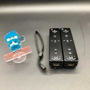 Nintendo Wii Remote Controller Motion Plus Inside Black Lot of 2 OEM Tested n2 - Picture 1 of 11