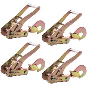 Ratchet Buckle with Snap Hook, Double Locking 10,000lb Towing 4 Pack Tie Down - Picture 1 of 6