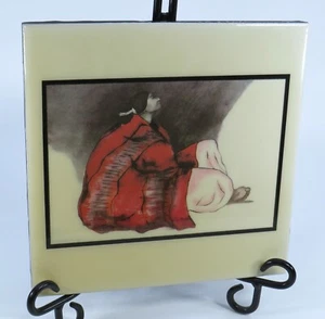 Vintage R.C. Gorman "Night II" Ceramic Tile by A.R.T. Co. USA. 8"x8" *Ships Free - Picture 1 of 3