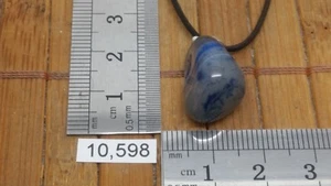 Pendentif AGATE BLEUE + cordon reglable mineraux pierre roulée reiki esoterisme - Imagen 1 de 1