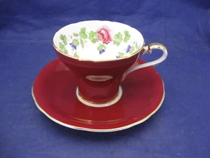 TAZA DE TÉ Y PLATILLO VINTAGE AYNSLEY - INTERIOR DECORACIÓN FLORAL PORCELANA DE HUESO - INGLATERRA - Imagen 1 de 8