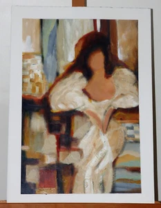 Ludmila Curilova Dame in weißem Kleid Acryl auf Papier Gemälde gelistet Künstler - Bild 1 von 7