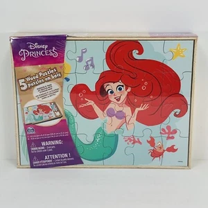 Disney Princess 5 Wood Spin Master Puzzles in Wooden Storage Box - Picture 1 of 8