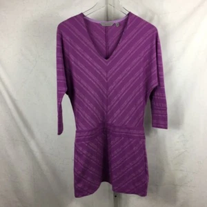 Athleta Damen V-Ausschnitt Tunika Minikleid lila metallic gestreift XXS - Bild 1 von 12