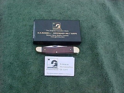 GROHMANN PICTOU NS CANADA Stainless 2 Blade Pocket Knife w Rosewood NIB - Image 1 of 4