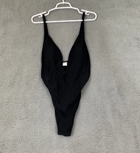 Women's XL Black One Piece Swimsuit Deep V Neck Backless U Thong Stretch Comfort - Picture 1 of 7
