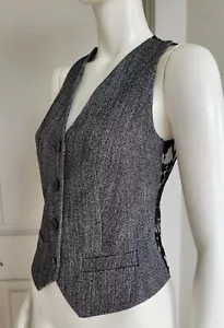 Express Grey Vest Black Lace Back Sz S 2 - Picture 1 of 9