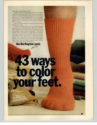 Calcetín Tiger Orange Burlington 1966 foto vintage revista anuncio impreso Foto 1 de 4