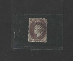 CEYLON 1861 6 PENIQUES S.C. # 23 PERF 14 C.V. $180 F-VF - Imagen 1 de 2