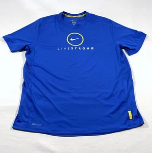 NIKE Dri-Fit LIVESTRONG Armstrong Logo Circle Blue SS T-Shirt Tee Poly Gr. XL - Bild 1 von 11
