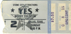 Boleto de concierto de gira YES 1977 Stub Moody Coliseum Dallas, TX - Imagen 1 de 1