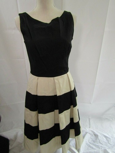 Abito plissettato a righe nero abbronzato Kate Spade