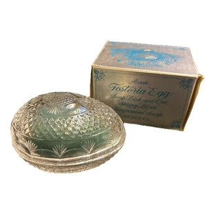 Vintage Avon Mothers Day 1977 Fostoria Lead Crystal Egg Soap Dish New In Box - Picture 1 of 4
