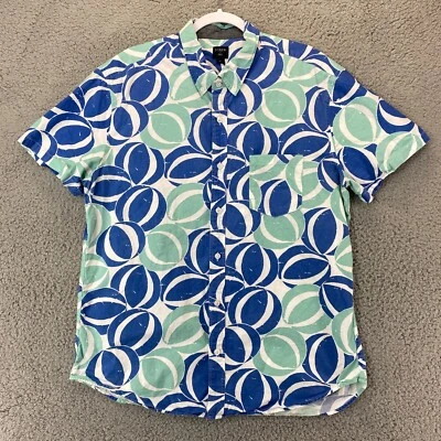 Uniqlo Shirt Mens Extra Large Blue Geometric Short Sleeve Casual Button Down - Image 1 of 4