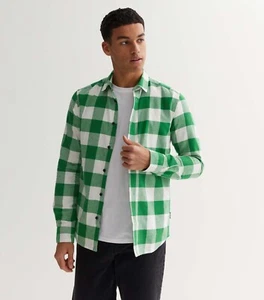 Only & Sons Green Check Long Sleeve Shirt XS-XL Brushed Cotton RRP £30 - Picture 1 of 4