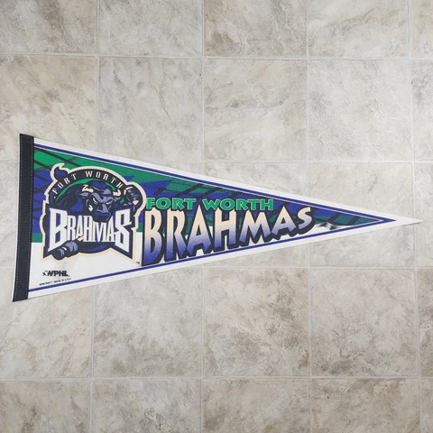 Vtg WPHL Fort Worth Brahmas Minor League Hockey Pennant Defunct Logo 90s Y2K Cover