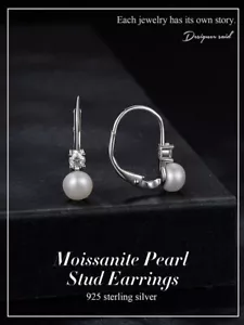 Orecchini a cerchio Voroco S925 argento sterling perle moissanite gioielli donna regali - Foto 1 di 17