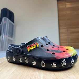 Crocs KISS Band Bayaband Clog Size M8 W10 Unisex Flame Logo Rock 90s Y2K - Picture 1 of 7