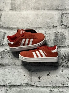 Adidas Campus Trainers Red Suede Preschool Size 5K US Worn Once - Picture 1 of 14
