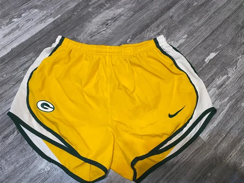 Nike NFL Green Bay Packers Running Shorts Gold & Green Sz M Lined Womens *Read* Cover