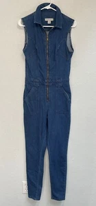 GUESS Los Angeles Jumpsuit Blue Denim Skinny Leg Romper Y2K Womens 6 - Picture 1 of 11