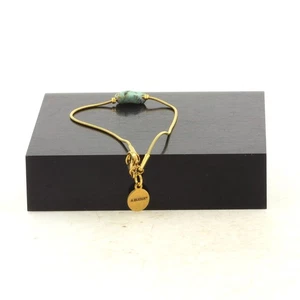 Pulsera De Acero Dorado Inoxidable 1 Perla Turquesa Africana Hecha En Francia - Imagen 1 de 2