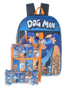 Dog Man School Backpack Book Bag Lunch Box Pencil Case Kids Gift Toy 5 Piece SET - Picture 1 of 4