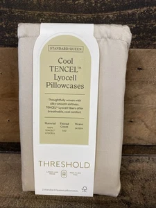 Standard/Queen Threshold Cool Tencel Lyocell Pillowcases Set True Khaki - Picture 1 of 6