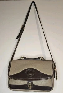 Vintage Dooney & Bourke Carrier Leather Satchel Taupe & Burnt Cedar Schultertasche - Bild 1 von 10