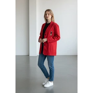 Vintage 90er Y2K ESPRIT roter Blazer Mantel 3 Knöpfe mit Wappen Damen Gr. Large - Bild 1 von 9