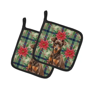 Schokoladen Rost Miniatur Pinscher Min Pin Weihnachten Paar Topflappen WDK8714PTHD - Bild 1 von 7