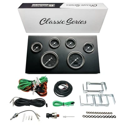 GlowShift Black Classic Series 6-Gauge Instrument Cluster Vintage Gauge Set - Image 1 of 4