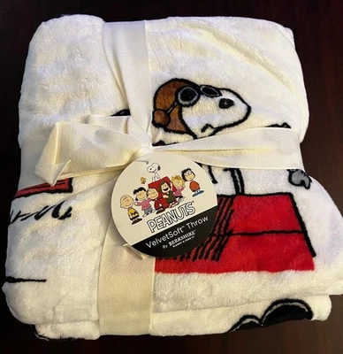 Peanuts Snoopy Berkshire Velvet Soft Throw Blanket 55”x70” ~ NEW - Image 1 of 4