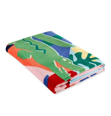 NIP Lacoste Palm Croc Beach Towel  Retro Tropical Print 100% Cotton Velour 36x72 - Image 1 of 3