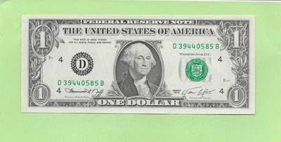 1974 ..UNCIRC  $1  D 3944 0585 B .... 1974 $1  D-B     NICE NOTE    FRN - Image 1 of 2