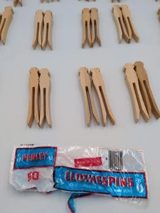 Vintage Penley Wooden Clothespins – 30 Count, 4" Size, New Out of Bag, USA Made - Picture 1 of 5