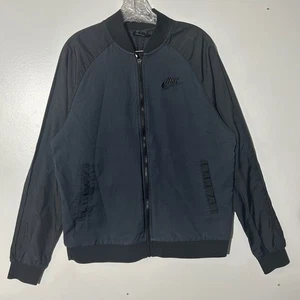 NIKE Sportswear Black Woven Bomber Jacket Full Zip Men's Size Large - Picture 1 of 9