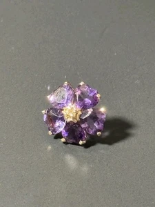 Flor Amatista Oro 14k ¡¡¡SOLO UN PENDIENTE!!! Repuesto - Imagen 1 de 16