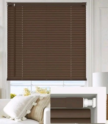 Mini persianas horizontales de vinilo LazBlinds inalámbricas sin herramientas-sin taladro de 1". Foto 1 de 3