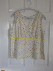 Boden Sleeveless Top 100% Cotton Yellow Flowers Crossover Empire Line Size 16 - Picture 1 of 8
