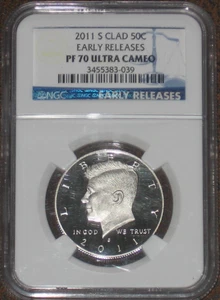 2011 S Clad Proof JFK Kennedy Half Dollar NGC PF70 UCAM PR 50c Early Releases - Bild 1 von 2