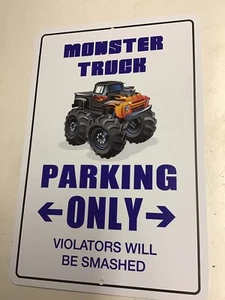 *Aluminio* Letrero de novedad de metal de estacionamiento de Monster Truck solo 8""x12"" - Imagen 1 de 2