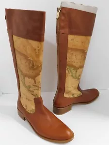 Neu Alviero Martini 1. Klasse Braun Leder Map Hohe Stiefel Italien 39 - Bild 1 von 5