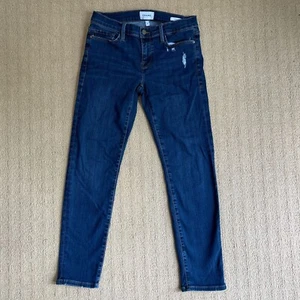 FRAME Le Garcon Mid-Rise Straight Leg Boyfriend Dark Stretch Denim Jeans Size 26 - Picture 1 of 6