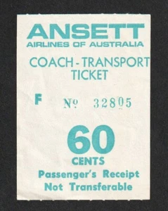 VINTAGE ANSETT AIRLINES OF AUSTRALIA COACH TRANSPORT TICKET - 60c - Foto 1 di 1