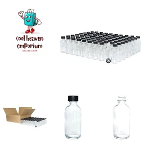 Pack of 80 2 oz. Clear Boston Round with Black Poly Cone Cap - Picture 1 of 8