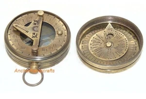 Brújula náutica de colección antigua muñeca de latón bolsillo de Londres reloj de sol - Imagen 1 de 8
